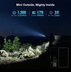 Olight Baton 4 EDC Flashlight 1300 Lumens Rechargeable Compact